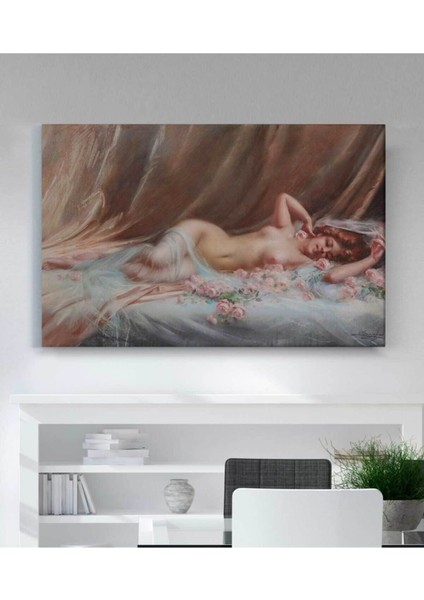 Renkli Güller Içinde Nü Kanvas Tablo, Şık ve Canlı Dekoratif Sanat Eseri fiyatları