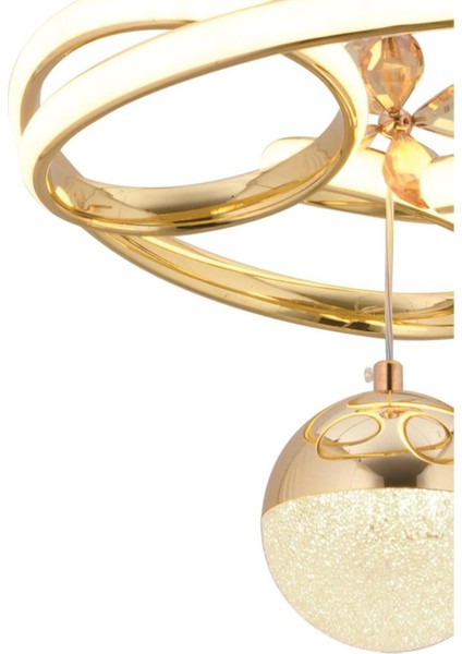 Modern Üç Renkli Gold LED Avize, Kumandalı, Şık ve Lüks Tavan Aydınlatması modelleri