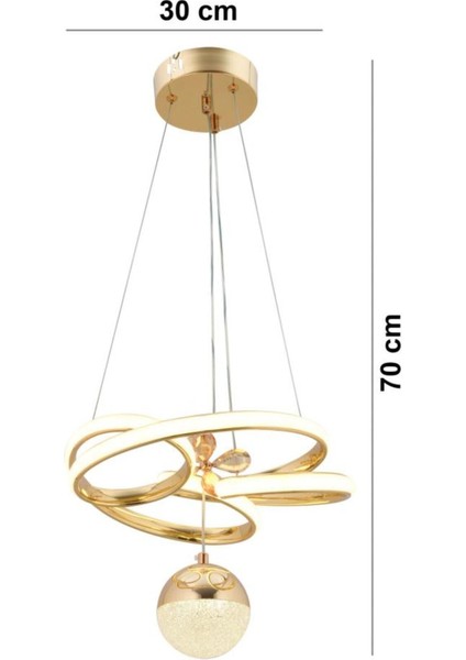 Modern Üç Renkli Gold LED Avize, Kumandalı, Şık ve Lüks Tavan Aydınlatması fırsatları