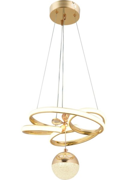 Modern Üç Renkli Gold LED Avize, Kumandalı, Şık ve Lüks Tavan Aydınlatması indirimleri