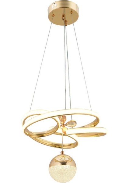 Modern Üç Renkli Gold LED Avize, Kumandalı, Şık ve Lüks Tavan Aydınlatması