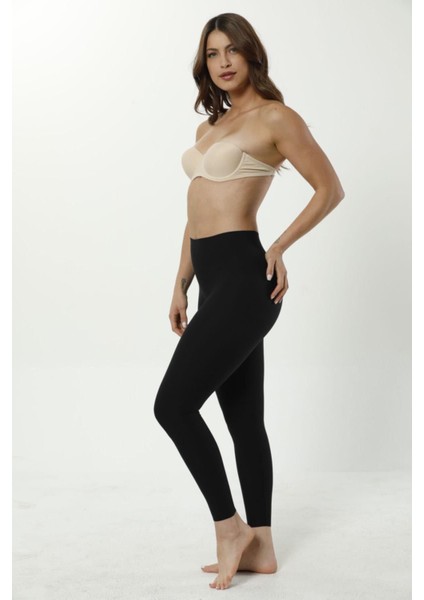 Kadın Siyah Normal Bel Korseli Tayt