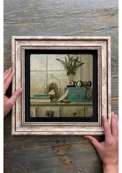 30X30 cm Taş Desenli Çerçeveli Duvar Tablosu Renkli Dekor fiyatları