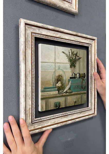 30X30 cm Taş Desenli Çerçeveli Duvar Tablosu Renkli Dekor modelleri