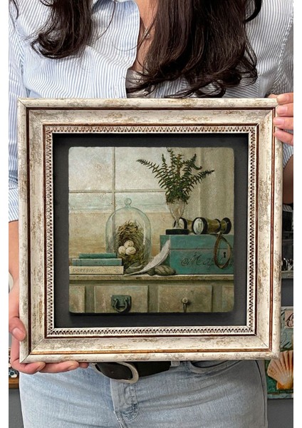 30X30 cm Taş Desenli Çerçeveli Duvar Tablosu Renkli Dekor fırsatları