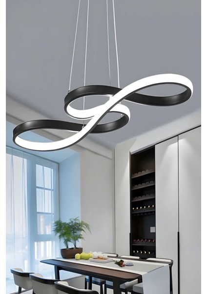 Şık Siyah ve Beyaz LED Avize Kaplama, Modern ve Estetik Tasarım