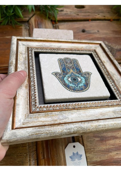 Turuncu 3'lü Taş Duvar Dekor Seti 20X20 Cm, Nar Ağacı ve Ayetel Kürsi Motifli fırsatları