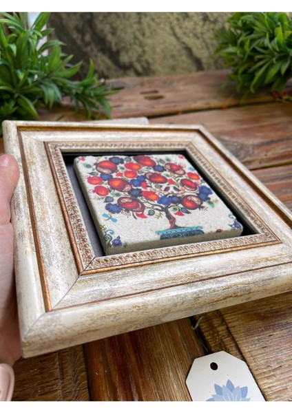 Turuncu 3'lü Taş Duvar Dekor Seti 20X20 Cm, Nar Ağacı ve Ayetel Kürsi Motifli indirimleri