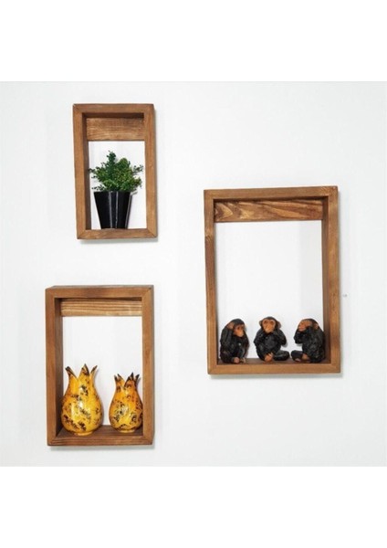 3'lü Ahşap Dikdörtgen Dekoratif Raf Takımı, Vazoluk ve Çiçeklik Seti fiyatları