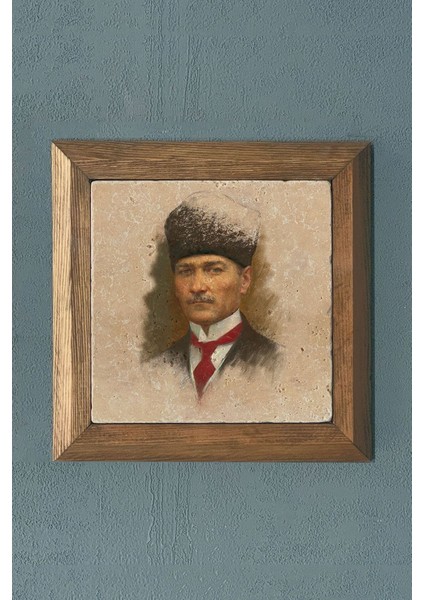 Doğaltaş Çerçeveli Ahşap Tablo 28X28CM, Şık ve Doğal Dekorasyon Parçası