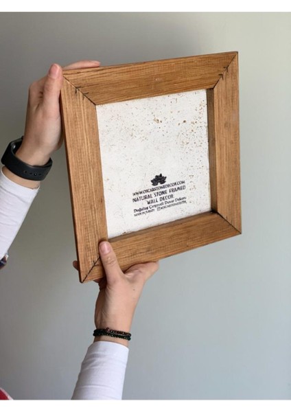 Doğaltaş Çerçeveli Ahşap Tablo 28X28CM, Şık ve Doğal Dekorasyon Parçası modelleri