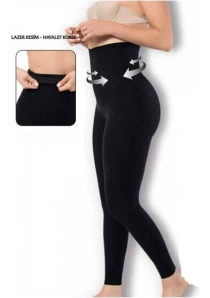 Lazer Kesim-Hayalet Korse 2 Beden Incelten Yüksek Bel Korseli Tayt