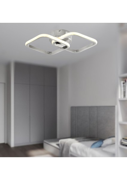 Krom Kaplama 2'li Kare Beyaz Işık LED Avize, Modern ve Şık Tasarım fiyatları