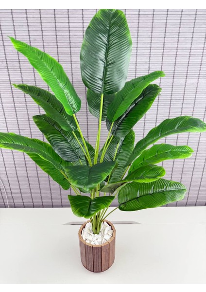 Yapay Çiçek Starliçe Salon Çiçeği Ahşap Saksılı Yapay Bitki 18 Yapraklı 65 cm fırsatları