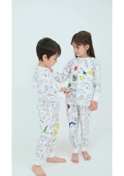 Boyanabilir Sevimli Figürler Ileunisex Pijama Takımı modelleri