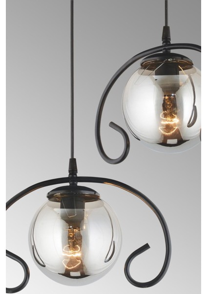 Şık Siyah 4'lü Kelebek Füme Top Camlı Sarkıt Avize indirimleri