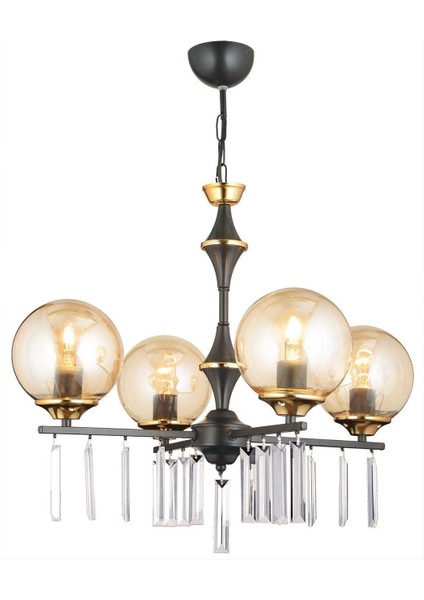 Şık 4'lü Siyah Bal Glop Kristal Camlı Yukarı Bakan Avize fırsatları