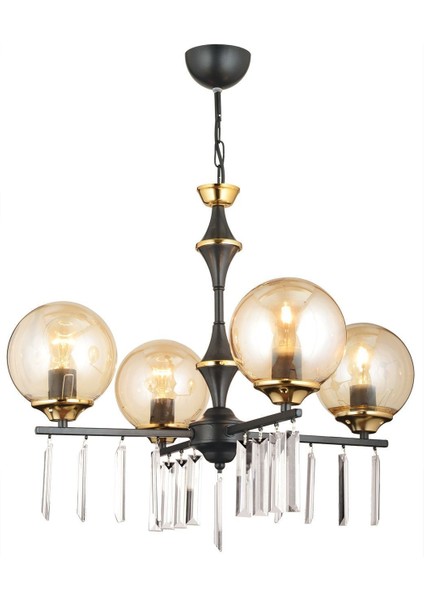 Şık 4'lü Siyah Bal Glop Kristal Camlı Yukarı Bakan Avize indirimleri