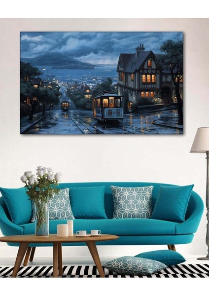 Canlı Mavi Istanbul Manzarası Kanvas Tablo, Şık Duvar Dekoru
