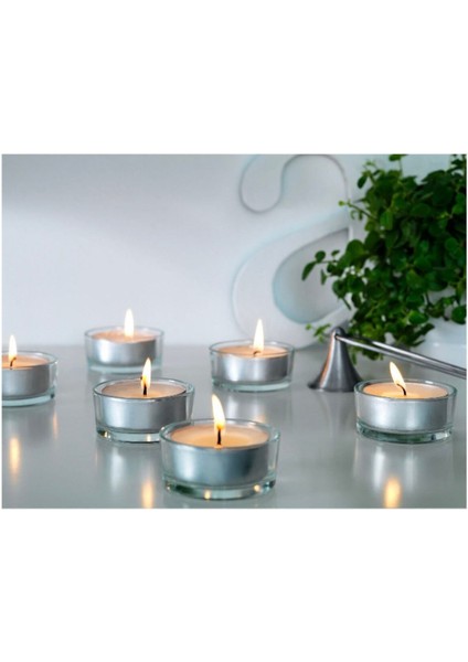 Beyaz 9 Saat 24 Adet Tealight Mum, Şık ve Uzun Süreli Aydınlatma Seti