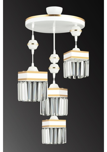 Şık Beyaz Kristal Sarkıt Tepsi 4'lü Kare Avize, Lüks ve Modern Tasarım modelleri