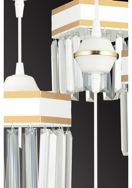 Şık Beyaz Kristal Sarkıt Tepsi 4'lü Kare Avize, Lüks ve Modern Tasarım fırsatları