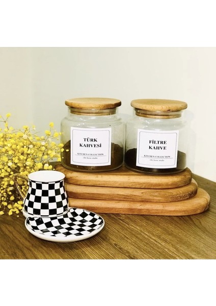 2’li Bambu Kapaklı 500 ml Cam Saklama Kavanozu, Türk Kahvesi ve Filtre Kahve Için fiyatları