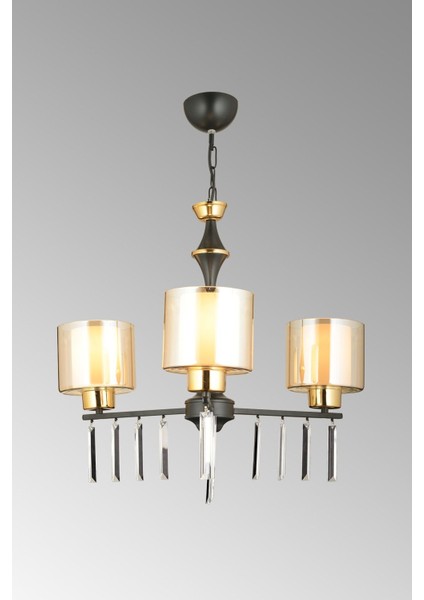 Şık 3'lü Siyah Çift Camlı Lüks Yukarı Bakan Kristal Avize fiyatları