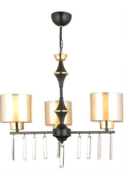 Şık 3'lü Siyah Çift Camlı Lüks Yukarı Bakan Kristal Avize indirimleri