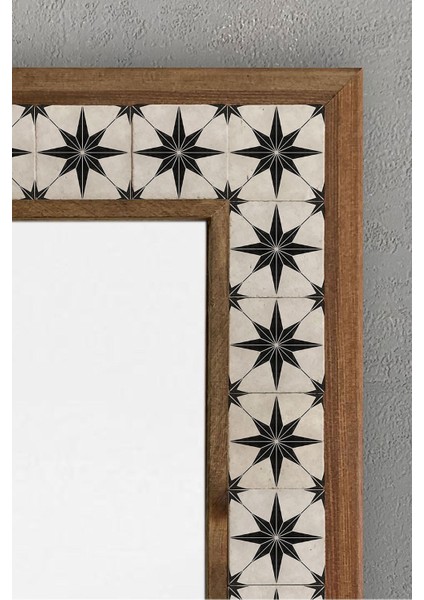 Turuncu Renkli Masif Çerçeveli Mozaik Taş Ayna 43X63 Cm, Etnik Desenli fiyatları