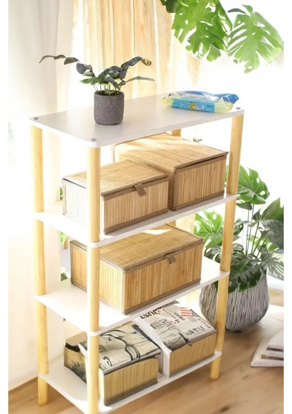 3'lü Kapaklı Dekoratif Bambu Saklama Kutusu - Çok Amaçlı Organizer - Naturel Bambu Sepet Seti fiyatları