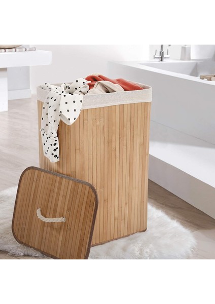 Bambu Kirli Çamaşır Sepeti Dikdörtgen