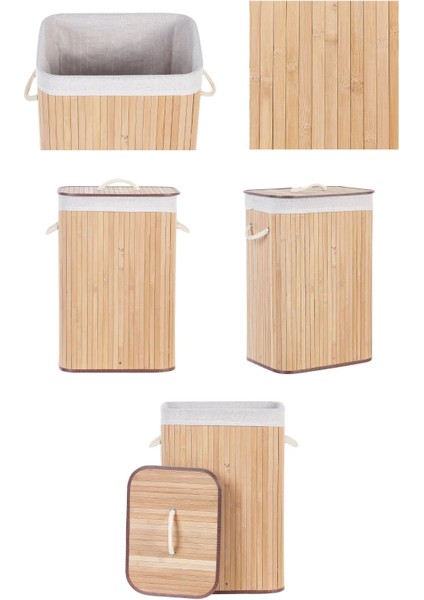 Bambu Kirli Çamaşır Sepeti Dikdörtgen