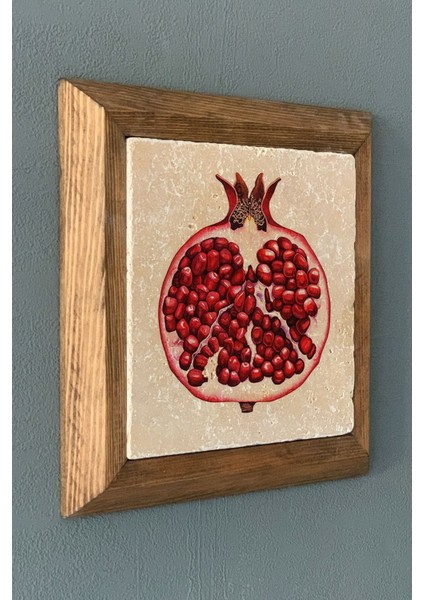 Kırmızı Narlı Masif Taş Tablo 28X28 Cm, Şık ve Doğal Dekorasyon Parçası fiyatları