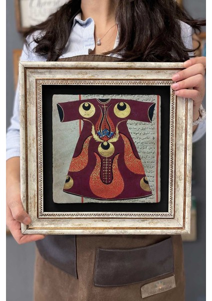 Renkli Taş Duvar Dekoru 30X30 cm Osmanlı Kaftan Kolajlı Tablo