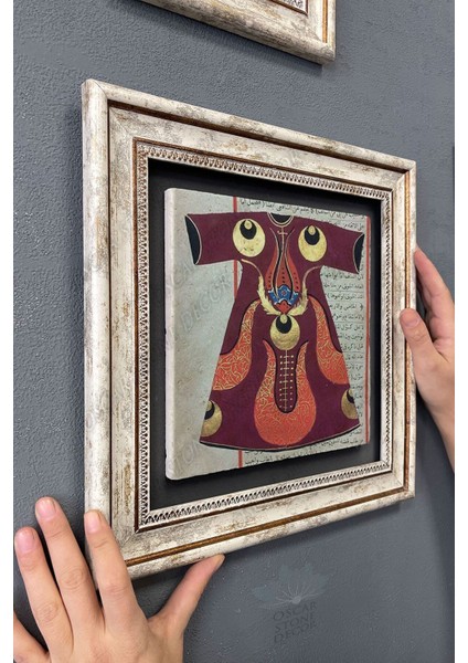 Renkli Taş Duvar Dekoru 30X30 cm Osmanlı Kaftan Kolajlı Tablo modelleri