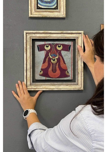 Renkli Taş Duvar Dekoru 30X30 cm Osmanlı Kaftan Kolajlı Tablo