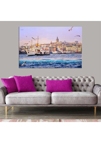 Renkli Istanbul Vapur Kanvas Tablo, Dekoratif ve Şık Duvar Sanatı
