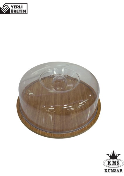 Ahşap ve Akrilik Kaplı Kek Fanusu, Orta Boy, Şık ve Kullanışlı Tasarım