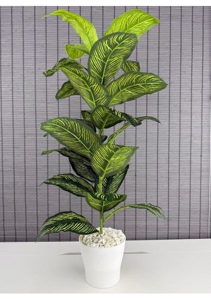 Yapay Yapraklı Dua Çiçeği Plastik Saksılı 23 Yaprak 85CM