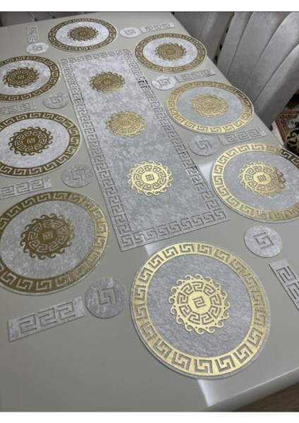 Kadife Gri Gold 8 Kişilik Sunum Seti, Bardak Altlığı ve Kaşıklık Takımı fiyatları