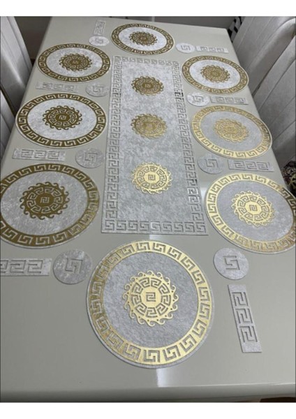 Kadife Gri Gold 8 Kişilik Sunum Seti, Bardak Altlığı ve Kaşıklık Takımı indirimleri