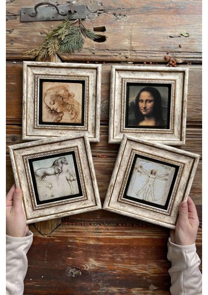 Renkli 20X20CM 4'lü Taşlı Duvar Dekor Seti, Şık ve Modern Tasarım