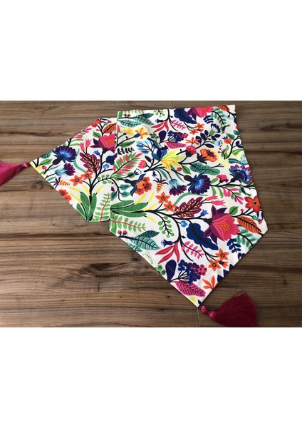 Otantik Renkli Çiçek Desenli Runner