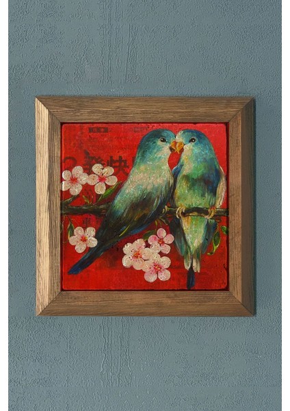 Kırmızı Taş Tablo 28X28 Cm, Masif Çerçeve, Dekoratif ve Şık Tasarım