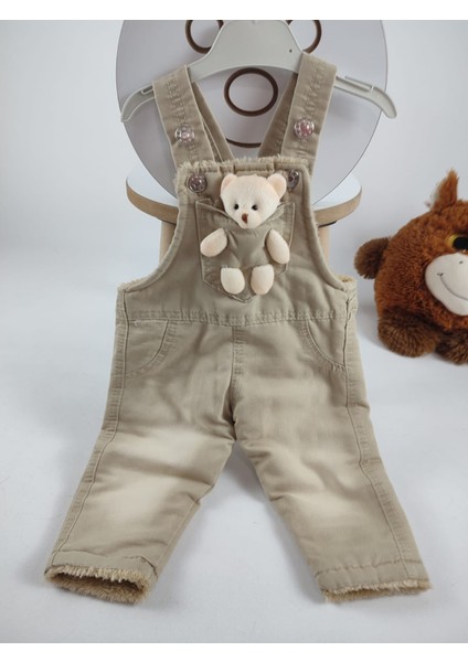 Içi Welsoft ve Ayıcık Detaylı Askı Boyu Ayarlanabilen Salopet Unisex Çocuk Tulum (Tek Tulum) modelleri