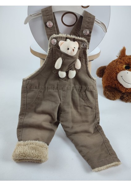 Içi Welsoft ve Ayıcık Detaylı Askı Boyu Ayarlanabilen Salopet Unisex Çocuk Kahverengi(Tek Tulum) fiyatları