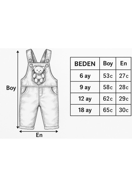 Içi Welsoft ve Ayıcık Detaylı Askı Boyu Ayarlanabilen Salopet Unisex Çocuk Tulum (Tek Tulum) fırsatları
