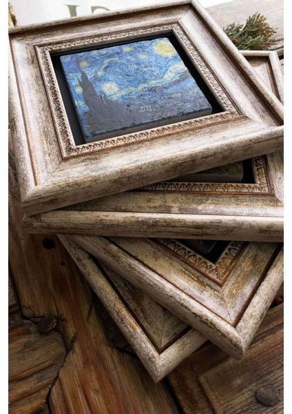 20X20CM Çerçeveli Taş Tablo Seti, 4'lü, Renkli, Dekoratif, Modern, Şık, Ev ve Ofis Için fiyatları