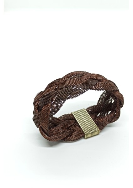 Bronz Kahverengi Zırh Örgü Kadın Bileklik
